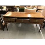 19th cent. Mahogany sideboard 3 drawers ebony and satin wood stringing on square tapering supports