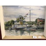 P.J. Stukey: English school oil on board "Paddle Steamer", signed lower right. Framed 15½ins. x 11¼