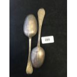 Hallmarked Silver: c1690 -1706 Rat tail tablespoon with dog nose finial, inscribed C above I.S and
