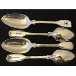Hallmarked Silver: Serving spoons x 4, William Theobald 1837. 11.4oz