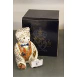 Royal Crown Derby: Imari Teddy Bear paperweight, boxed.