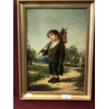 Thomas Faed RSA 1926- 1900: Oil on board "Peasant Boy with Haversack" signed lower left 9ins. x