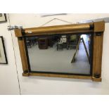 19th cent. Maple wood over mantle mirror 38ins. x 25ins.