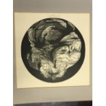 Prints/Lithographs: Leonard Baskin (1922-2000) "Death of the Poet Laureate 1959". On paper, mounted.
