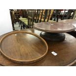 20th cent. Mahogany 'Lazy Susan' table server 17¾ins. diameter and an oval mahogany tray 23ins.