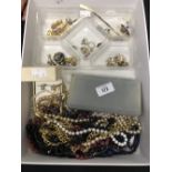20th cent. Costume Jewellery: Earrings, yellow metal, hoop, pearl stud, paste, yellow metal