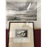 Prints/Lithographs: Charles Henry Baskett (1872-1953), "Osea Island" (Blackwater Estuary, Essex),