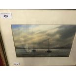 English School watercolour "Boats in an Estuary" signed lower right indistinct could be Greta Hallow