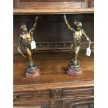 19th/20th cent. Bronze Statuettes: After E Picault "Victoria!" and "Opima Spolia", both signed lower