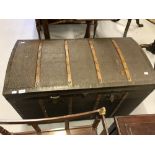 Luggage: French domed cabin trunk. 39ins x 25½ins x 20½ins.