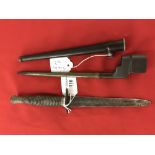 Edged Weapons: British bayonet MK 2 no 4 spike with scabbard, plus a Sykes Fairbairn fighting