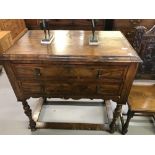 19th cent. Walnut, quarter veneered, Queen Anne style chest on stand, 2 long drawer, elegant