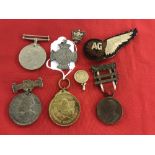 Military Medals: World War II defence, an attendance medal 1908 Edward VII, L.C.C. medal, Zimbabwe