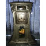 Clocks: Art nouveau pewter mantel clock, in the style of Archibald Knox. Embossed organic Celtic