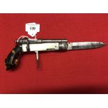 Corkscrews/Wine Collectables: Corkscrew pistol knife, unusual and impressive French needle-fire bolt