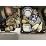 19th cent. & later Ceramics: Blue & white transfer printed ware; shallow plates 9ins. x 6, etc. plus