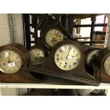 Clocks: 20th cent. Oak and mahogany cased mantel clocks, Smiths, etc. (6 in Total).