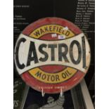 Enamel convex sign Castrol Wakefield Motor Oil, Diameter 16ins.