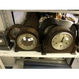 Clocks: 20th cent. Oak, mahogany & Bakelite cased mantel clocks, Smiths etc. (7 in total).