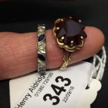 Hallmarked Jewellery: Amethyst dress ring plus white & blue sapphire eternity ring (2).