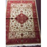 @21st cent. Carpets: Keshan carpet, beige ground. 2.30 x 1.60.