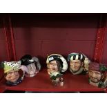 Character Jugs: 1950s Ugly Duchess, The Falconer, Capt Henry Morgan, Gone Away, The Lumberjack and