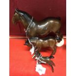 Royal Doulton Horses: DA 43 'Shire Mare', DA 77 'Foal', DA 78 'Foal'.