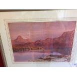 J.C. Robinson: 20th cent. Bristol watercolour on paper, "Sunset over mountains", signed lower right,