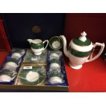 20th cent. Ceramics: Coalport coffee pot, sugar bowl, milk jug, Athlone Green. Boxed set of matching