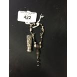 Corkscrews/Wine Collectables: 18th cent. Silver pocket corkscrew, scroll case and handle with