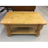 20th cent. Pine two tier coffee table. 36ins, x 19ins, x 23½ins.