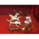 Beswick: Animals - fox lying down, fox standing, pair of Scottie dogs, a robin and 4 fox hounds.