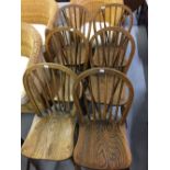 19th cent. Elm stick back chairs (6).