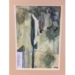 20th cent. French School original painting watercolour on artists paper "Waiting the Railway