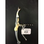 Corkscrews/Wine Collectables: German novelty painted celluloid mermaid, helix screw and bottle