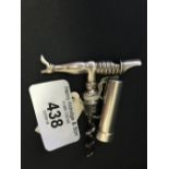 Corkscrews/Wine Collectables: 19th cent. Silver travelling screw with a plain silver case. The