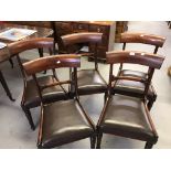 19th cent. Mahogany dining chairs, harlequin set of nine. Seven with drop in seats (1 a/f), and
