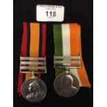 Medals - Victoria & Edward VII: QSA, K S A medals to 4926 PTE F Webb Wilts Regt with clasp