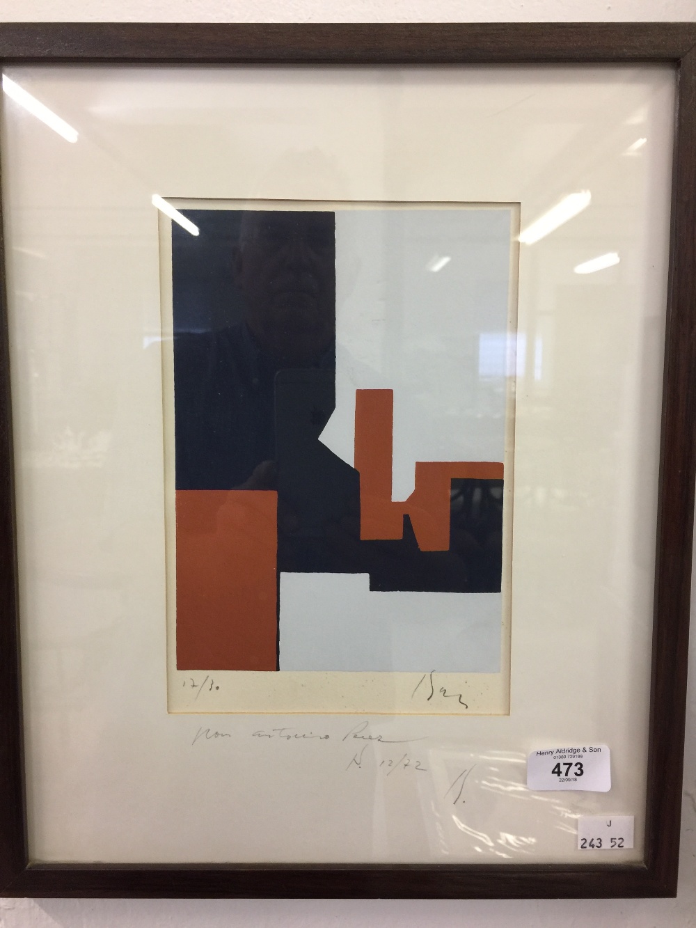 Barros Augusta (1929-1998): Limited edition print 12/72 abstract in colour blocks of black,