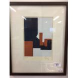 Barros Augusta (1929-1998): Limited edition print 12/72 abstract in colour blocks of black,
