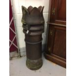Victorian earthenware "Crown Chimney" pot, six points to crown plus vents 4ft tall x 12ins. diam.