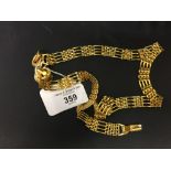 American Costume Jewellery: Napier yellow metal gate design necklace and bracelet set. Also earrings