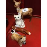 Beswick Animals: No. 999A 'Doe', No. 1440 'Fox', No. 2112 'Cairn Terrier', and a Doulton, DA 128 '