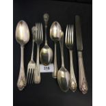 Hallmarked Silver: Dessert spoons & forks, London & Birmingham assay offices. 9ozs. Plus a