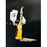 Corkscrews/Wine Collectables: Champagne bottle shaped steel knife & foil cutter, white metal top,