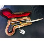 Corkscrews/Wine Collectables: 19th cent. French percussion pistol, spring loaded, twin bladed