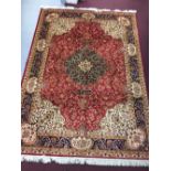 @21st cent. Carpets: Keshan carpet, red ground. 2.80 x 2.00