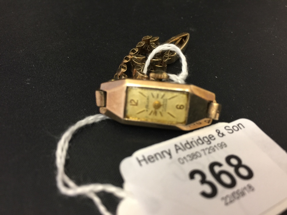 Art Deco Watches: Hallmarked gold Felca ladies dress watch with bracelet 9ct. 13gms. inclusive.