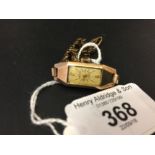 Art Deco Watches: Hallmarked gold Felca ladies dress watch with bracelet 9ct. 13gms. inclusive.