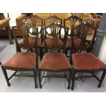 20th cent. Mahogany shield back, Hepplethwaite style, dining chairs. (6)